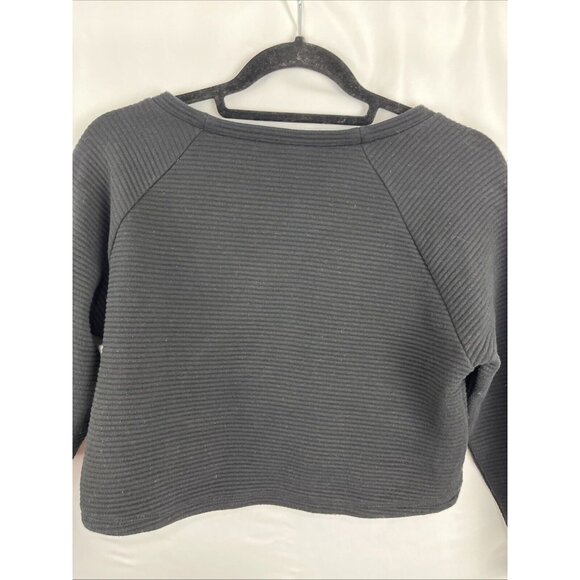 Aritzia Talula Black Ribbed Cropped Long-Sleeved Top Womens Size M - Picture 6 of 8